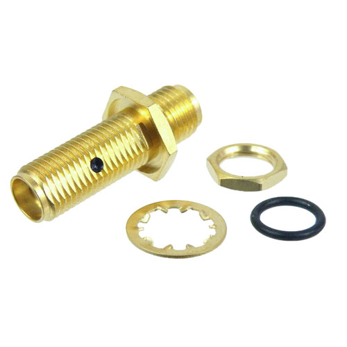 SMA Female (Jack) to SMA Female (Jack) Bulkhead Adapter, Gold Plated Stainless Steel Body, 1.2 VSWR SM4914