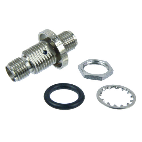 SMA Female (Jack) to SMA Female (Jack) Bulkhead Adapter, Passivated Stainless Steel Body, High Temp, 1.2 VSWR SM4933