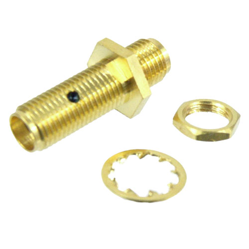 SMA Female (Jack) to SMA Female (Jack) Bulkhead Adapter, Gold Plated Brass Body, High Temp, 1.23 VSWR SM4935