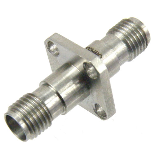 SMA Female (Jack) to SMA Female (Jack) 4 Hole Flange Adapter, Passivated Stainless Steel Body, 1.25 VSWR SM4958