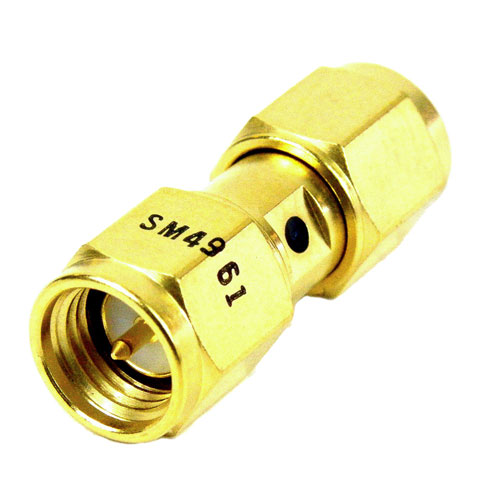 SMA Male (Plug) to SMA Male (Plug) Adapter, Gold Plated Stainless Steel Body, 1.2 VSWR SM4961