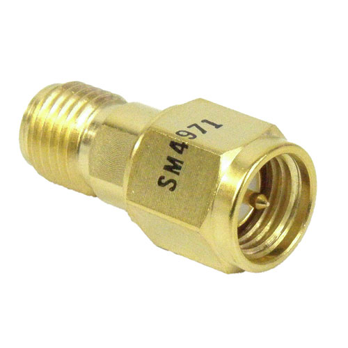 SMA Male (Plug) to SMA Female (Jack) Adapter, Gold Plated Stainless Steel Body, 1.2 VSWR SM4971