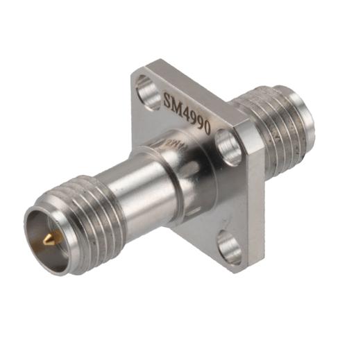 4 Hole Flange RP SMA Female (Jack) to RP SMA Female (Jack) Adapter, High Temp, 1.35 VSWR SM4990