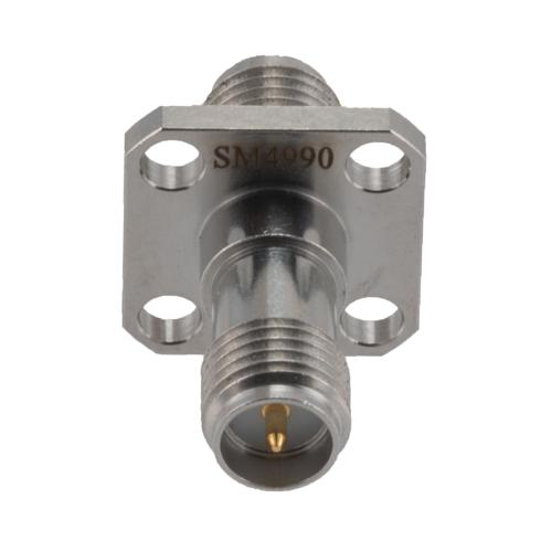 4 Hole Flange RP SMA Female (Jack) to RP SMA Female (Jack) Adapter, High Temp, 1.35 VSWR SM4990