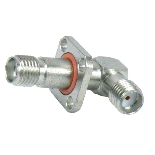 RA SMA Female (Jack) to SMA Female (Jack) 4 Hole Flange Adapter, High Temp, 1.2 VSWR SM5277