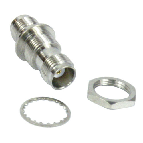 TNC Female (Jack) to TNC Female (Jack) Bulkhead Adapter, Nickel Plated Brass Body, 1.3 VSWR SM5720