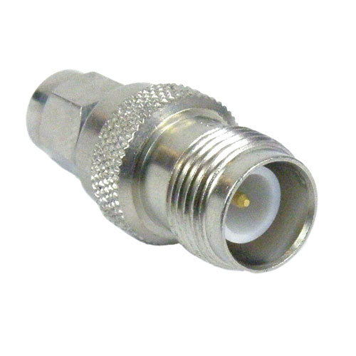 RP SMA Male (Plug) to RP TNC Female (Jack) Adapter, Nickel Plated Brass Body, 1.25 VSWR SM5809