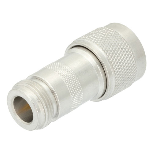 N Male (Plug) to RP N Female (Jack) Adapter, Nickel Plated Brass Body, High Temp SM5818