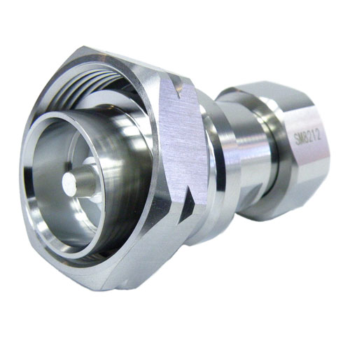 Low PIM 7/16 DIN Male (Plug) to 4.1/9.5 Mini DIN Male (Plug) Adapter, Tri-Metal Plated Brass Body, 1.25 VSWR SM8212