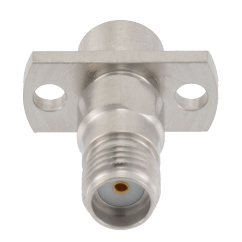 Precision SMA Female (Jack) to SMP Male (Plug) Smooth Bore CM 2 Hole Flange Adapter, Passivated Stainless Steel Body, 1.2 VSWR SM8836