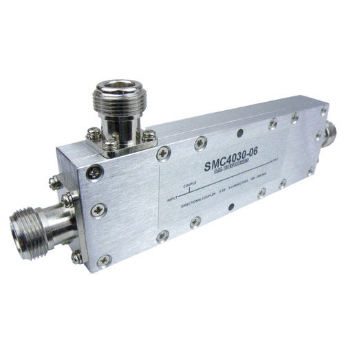 N Directional Coupler 6 dB Coupled Port From 800 MHz to 2.5 GHz Rated To 100 Watts SMC4030-06