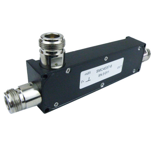 N Directional Coupler 6 dB 800 MHz to 2.5 GHz Rated to 60 Watts SMC4037-06