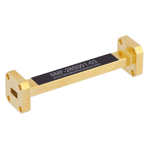 WR-28 Waveguide Section 3 Inch Length Straight Using UG-599/U Flange With a 26.5 GHz to 40 GHz Frequency Range in Instrumentation Grade SMF-28S001-03