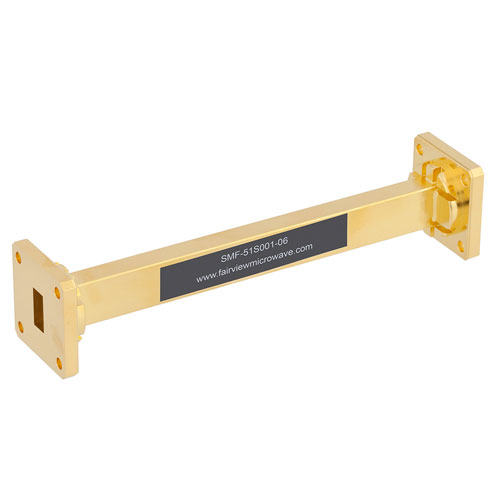 WR-51 Waveguide Section 6 Inch Length Straight Using UBR180 Flange With a 15 GHz to 22 GHz Frequency Range in Instrumentation Grade SMF-51S001-06