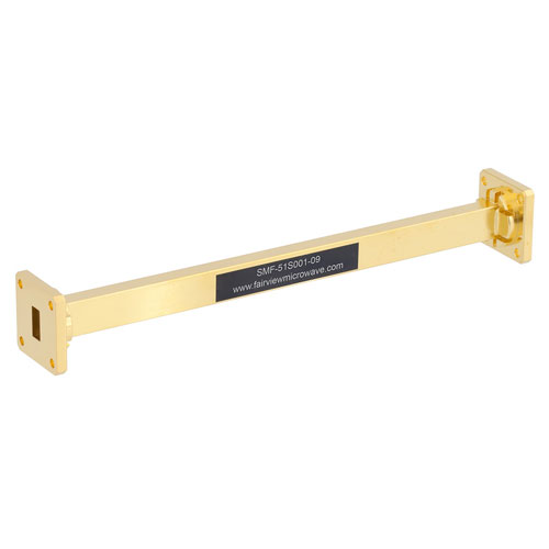 WR-51 Waveguide Section 9 Inch Length Straight Using UG Square Cover Flange With a 15 GHz to 22 GHz Frequency Range in Instrumentation Grade SMF-51S001-09