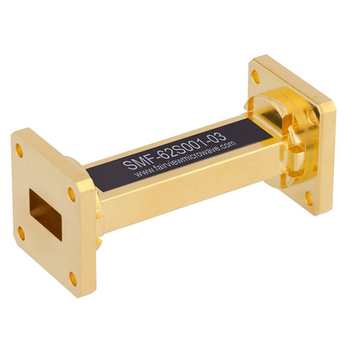 WR-62 Waveguide Section 3 Inch Length Straight Using UG-419/U Flange With a 12.4 GHz to 18 GHz Frequency Range in Instrumentation Grade SMF-62S001-03
