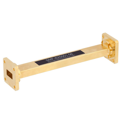 WR-62 Waveguide Section 6 Inch Length Straight Using UG-419/U Flange With a 12.4 GHz to 18 GHz Frequency Range in Instrumentation Grade SMF-62S001-06