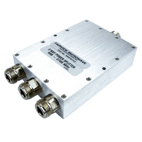3 Way Power Divider N Connectors From 698 MHz to 2.7 GHz Rated at 5 Watts SMP8754