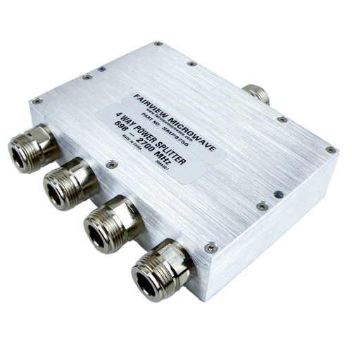 4 Way Power Divider N Connectors From 698 MHz to 2.7 GHz Rated at 10 Watts SMP8756