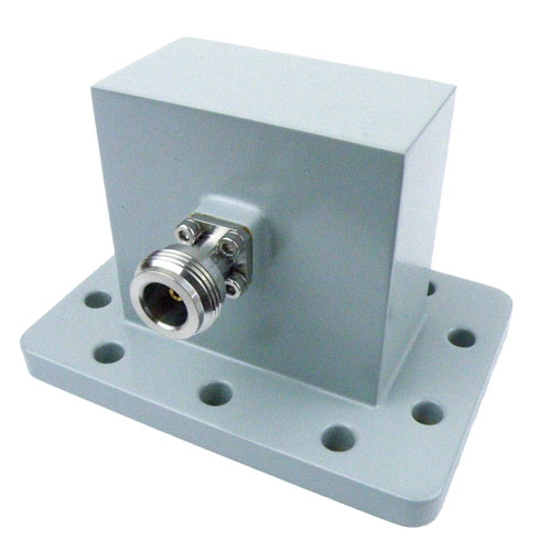 WR-229 to Type N Female Waveguide to Coax Adapter UDR40 Standard with 3.3 GHz to 4.9 GHz in Aluminum SMW229ACN