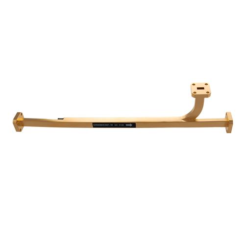 10 dB WR-28 Waveguide Broadwall Coupler with UG-599/U Square Cover Flange and H-Plane Coupled Port from 26.5 GHz to 40 GHz in Brass Copper SMW28HC001-10