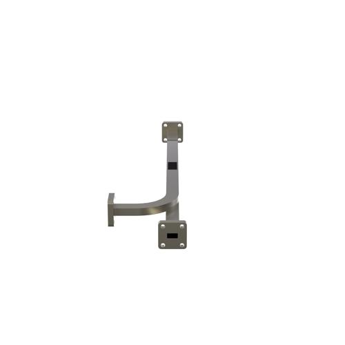 20 dB WR-28 Waveguide Broadwall Coupler with UG-599/U Square Cover Flange and H-Plane Coupled Port from 26.5 GHz to 40 GHz in Brass Copper SMW28HC001-20