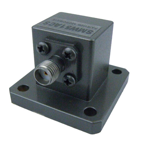 WR-51 to SMA Female Waveguide to Coax Adapter Square Cover Standard with 15 GHz to 22 GHz in Aluminum SMW51ACS