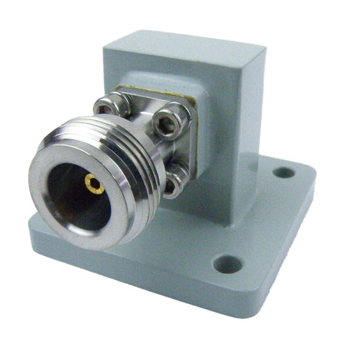 WR-75 to Type N Female Waveguide to Coax Adapter Square Cover Standard with 10 GHz to 15 GHz in Aluminum SMW75ACN