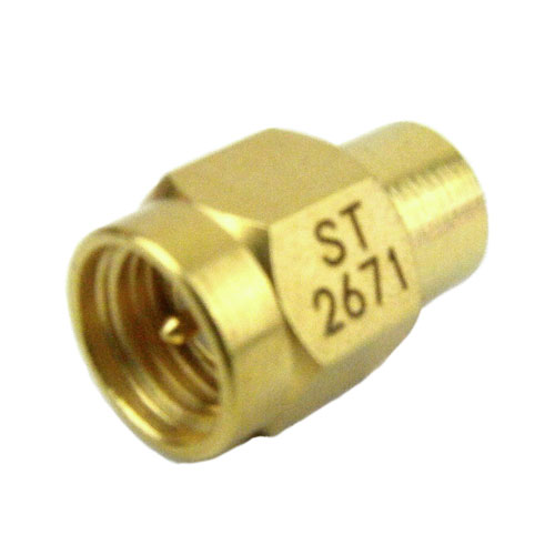 SMA Male (Plug) Termination (Load) 2 Watts to 26.5 GHz, Gold Plated Stainless Steel, 1.3 VSWR, 500 Watts Peak Power ST2671