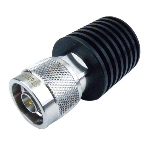 N Male (Plug) Termination (Load) 10 Watts Medium Power To 6 GHz, IP68 Rated Heatsink Body, 1.15 VSWR, 1 KWatts Peak Power ST6N105