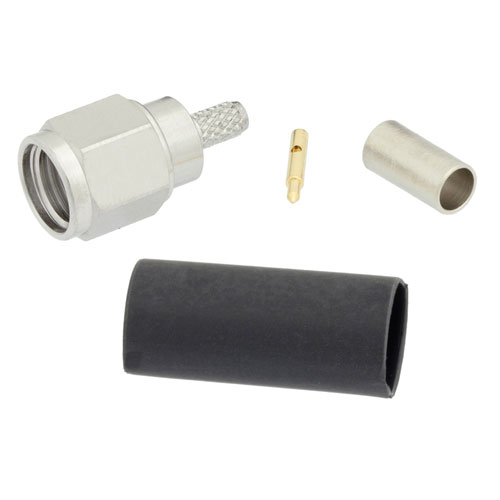 SMA Male (Plug) Connector For LMR-100A-PVC Cable, Crimp/Solder TC-100-SM