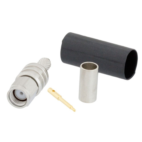SMA Male (Plug) Connector for LMR-195 Cable, Crimp/Solder, Passivated Stainless Steel Body, Length 1.17 In TC-195-SM-SS-X
