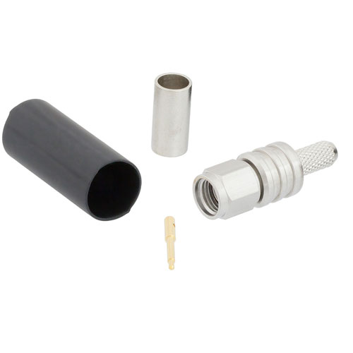 SMA Male (Plug) Connector for LMR-200 Cable, Crimp/Solder, Passivated Stainless Steel Body, Length 1.0 In TC-200-SM-SS-X