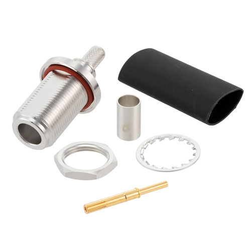 N Female (Jack) Bulkhead Connector For LMR-240 Cable, Crimp/Solder TC-240-NF-BH-X