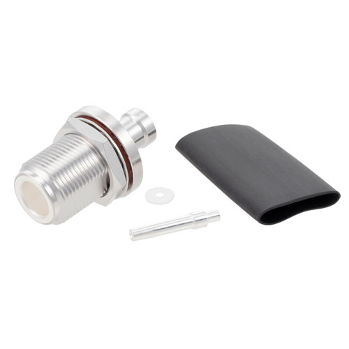 N Female Bulkhead Mount Low PIM Connector Solder Attachment for SPP-250-LLPL, SPF-250, SPO-250, 1/4" Superflexible, FM-1/4SFHC TC-250-NF-BH-LP