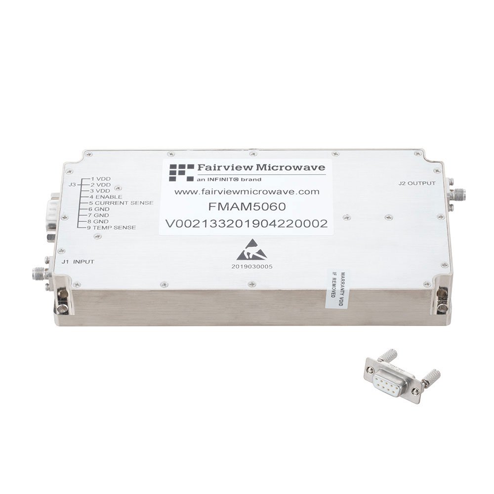 50 dB Gain High Power GaN Amplifier at 100 Watt Psat Operating from 500 MHz to 2.5 GHz with SMA