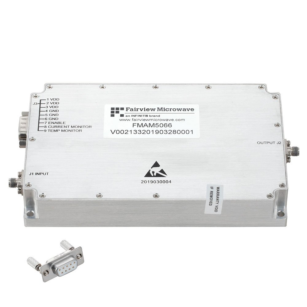 43 dB Gain High Power GaN Amplifier at 20 Watt Psat Operating from 2 GHz to 6 GHz with SMA