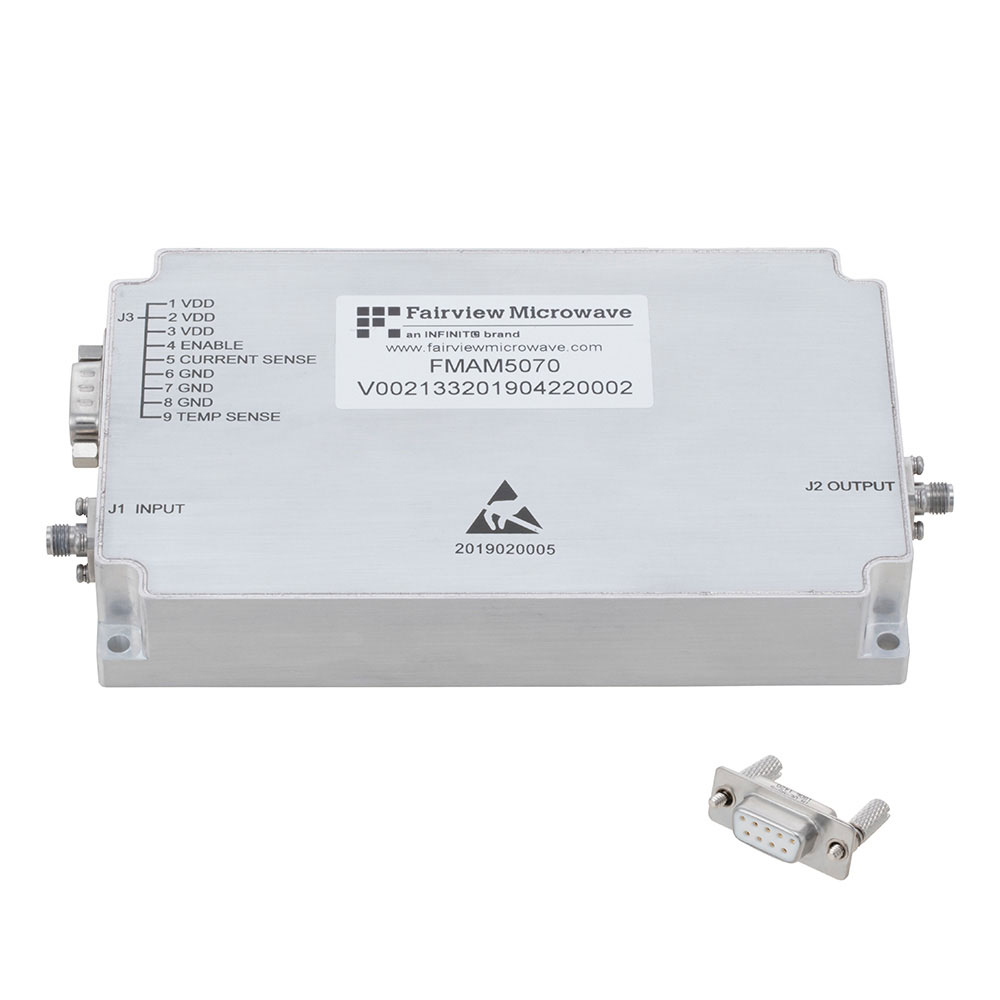 40 dB Gain High Power GaN Amplifier at 10 Watt Psat Operating from 6 GHz to 18 GHz with SMA