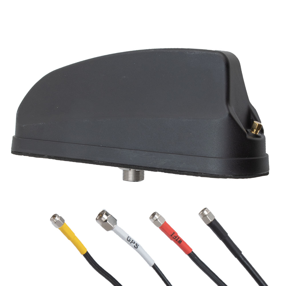 617 to 6000 MHz 4G, 5G, Wi-Fi, GPS Multiband Shark Fin Antenna, SMA Male, RP