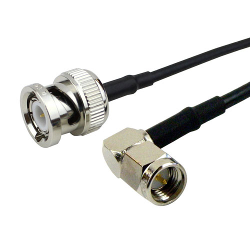 RA SMA Male (Plug) to BNC Male (Plug) Cable RG174 Coax Up To 1 GHz