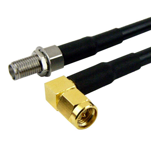 RA SMA Male to SMA Female Bulkhead Cable RG58 Coax in 12 Inch