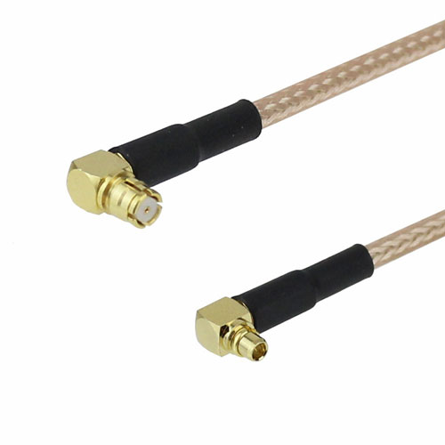 RA MMCX Plug to RA SMP Female Cable RG316 Coax in 6 Inch