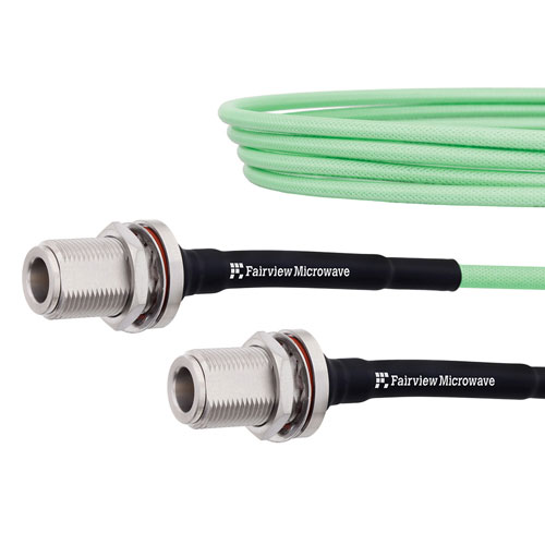 Low Loss N Female Bulkhead to N Female Bulkhead Cable LL142 Coax in 12