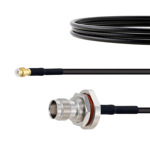 SnapOn MMBX Plug to TNC Female Bulkhead Cable RG174 Coax in 4 Inch