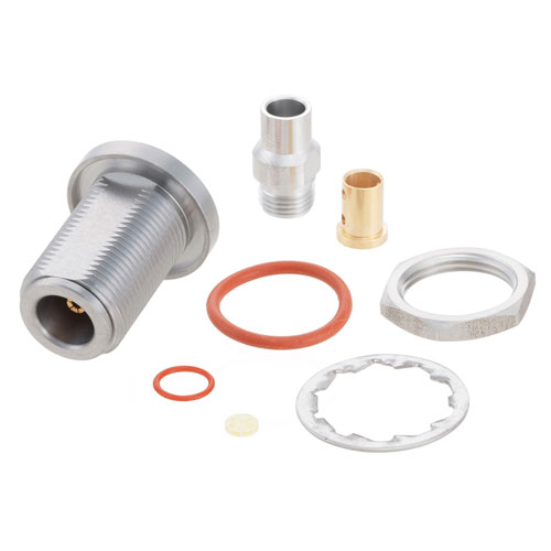 N Female (Jack) Bulkhead Precision Connector for LL142 Cable, Clamp/Solder