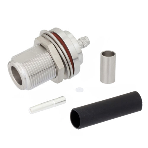N Female (Jack) Bulkhead Connector For LMR200 Cable IP67 Rated, Crimp