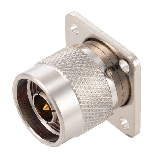 N Male Connector Solder Cup Terminal Solder Attachment 4 Hole Flange