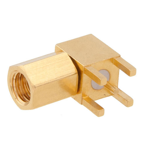 Right Angle SMC Plug (Male) PCB Connector Thru Hole, .200 inch x .067