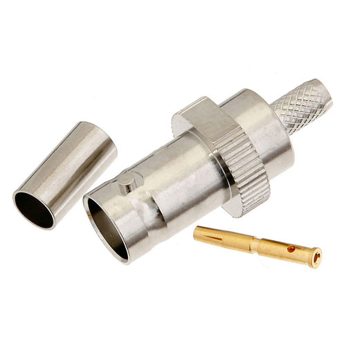 BNC Female (Jack) Connector for RG55, RG141, RG142, RG223, RG400 Cable, Crimp/Solder