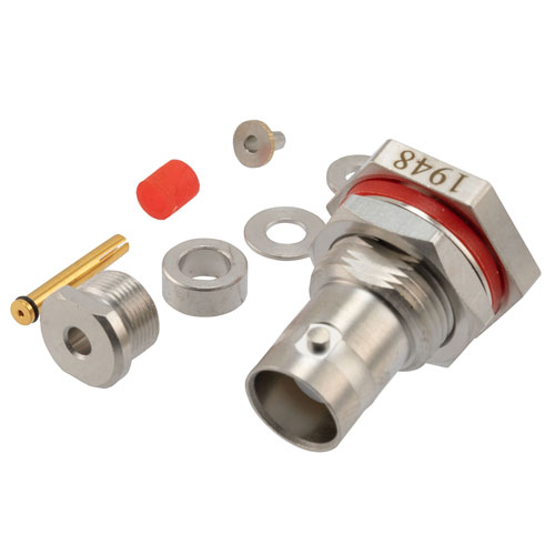 BNC Female Bulkhead Hermetically Sealed Connector Clamp/Solder